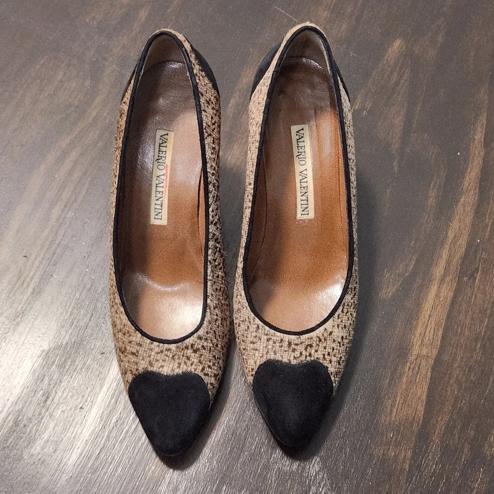 Vintage Valerio Valentini Pump Heels Women's 7.5 AA Brown Black Made In Italy - Picture 3 of 6